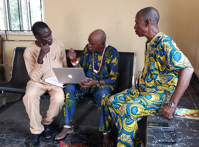 George Agbo in conversation with Chief Anaemena, Amansea.