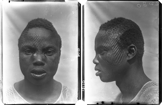 Northcote Thomas photograph of Iyiazi, ichi marks, Nri, 1911.