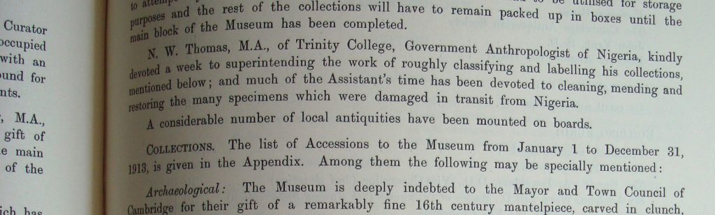 Excerpt from Cambridge Report of the Antiquarian Committee, 1913