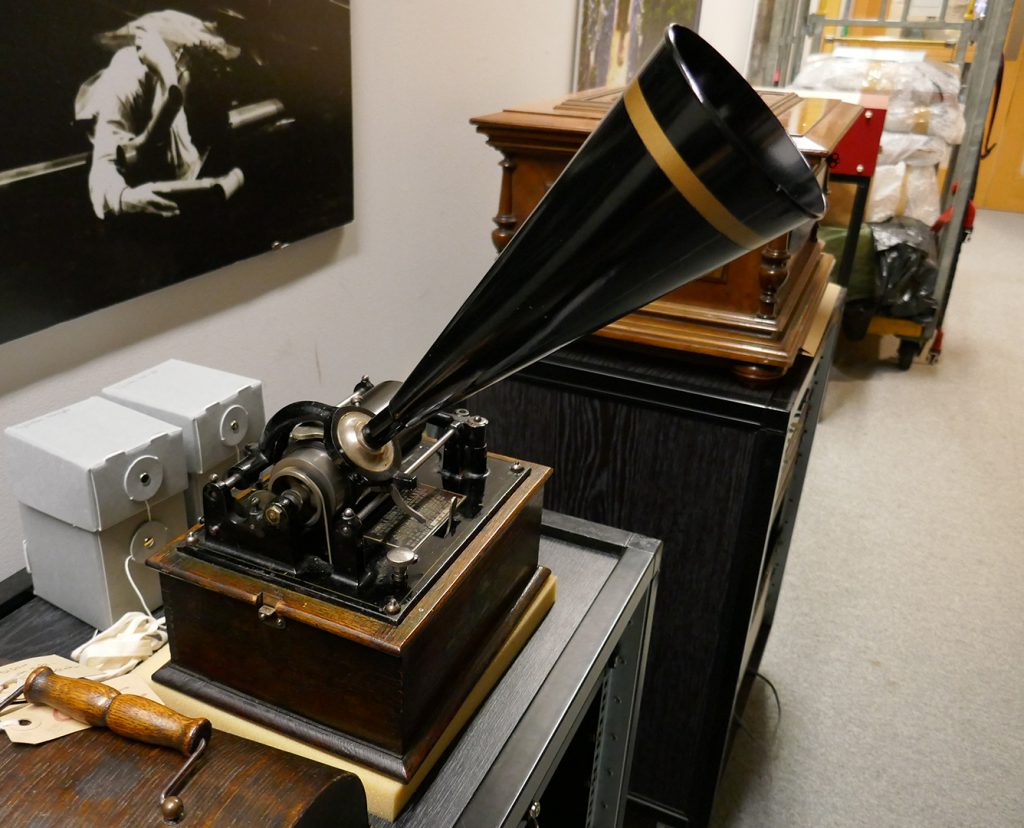 Wax cylinder phonograph recorder at the British Library