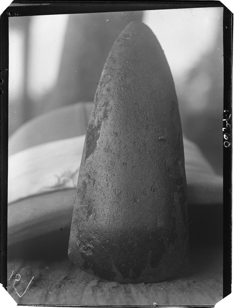 Polished stone axe, Ozomo shrine, Benin City, 1909