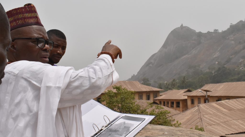Oba Sule Idaiya pointing out the old site of Somorika, Edo State, Nigeria