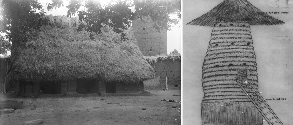 Obu and watchtower, Awgbu, Nigeria. Photographed by Northcote Thomas, 1911.