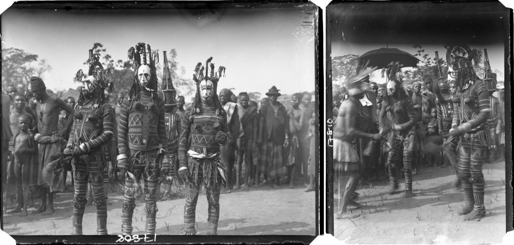 Northcote Thomas photographs of maiden spirit masquerade (agbogho mmuo), Awka, Nigeria, 1910.