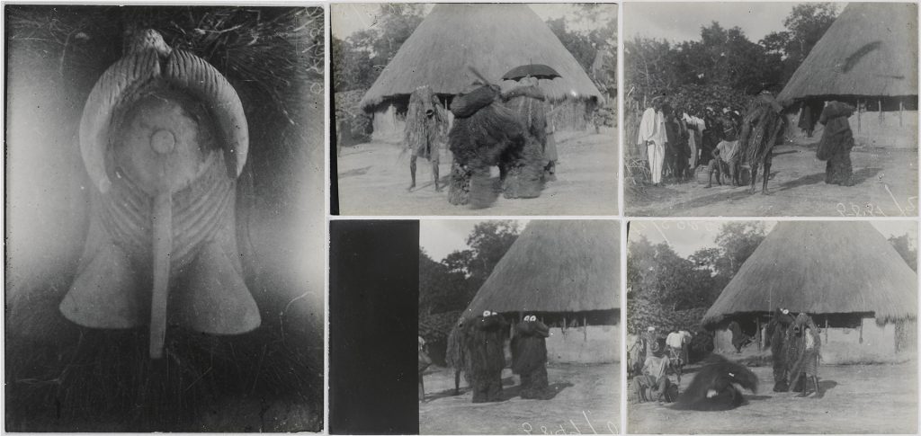 'Arong Athoma' and 'Nemankera' masquerades photographed by Northcote Thomas in Matotoka and Mamaka, Sierra Leone in 1914