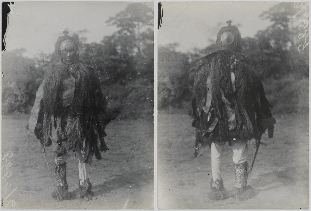 'Sanko' masquerade photographed by Northcote Thomas in Mamaka, Sierra Leone in 1914