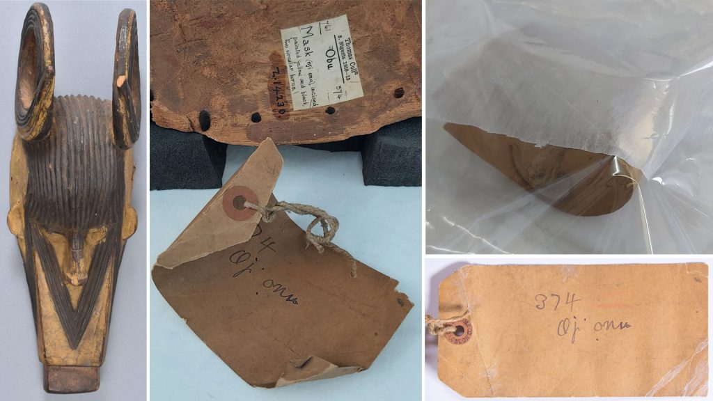 Conservation of labels associated with mask collected in Awgbu