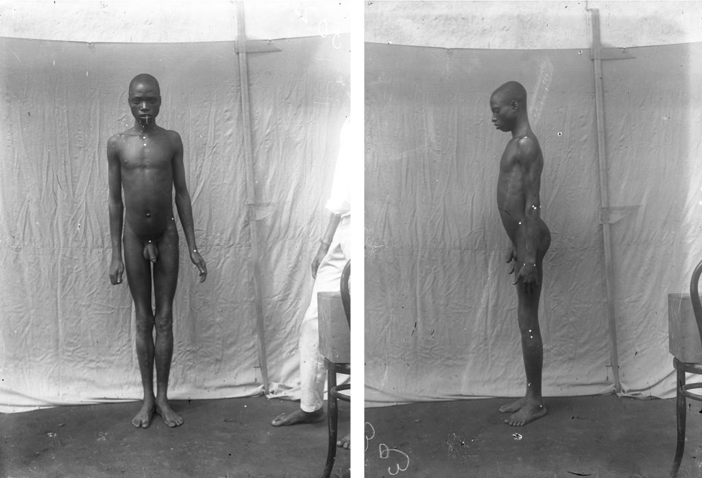 Full-length anthropological photograph taken by Northcote Thomas in Benin City, 1909