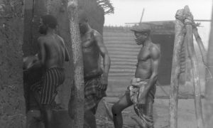 'Fire brigade', Benin City, January 1909. Photograph by N. W. Thomas.