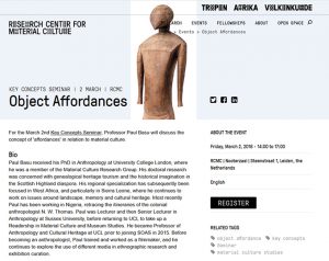 Object Affordances Seminar, Leiden, 2 March 2018