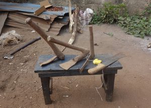 Some of Chief Anaemena's woodworking tools, Amansea.
