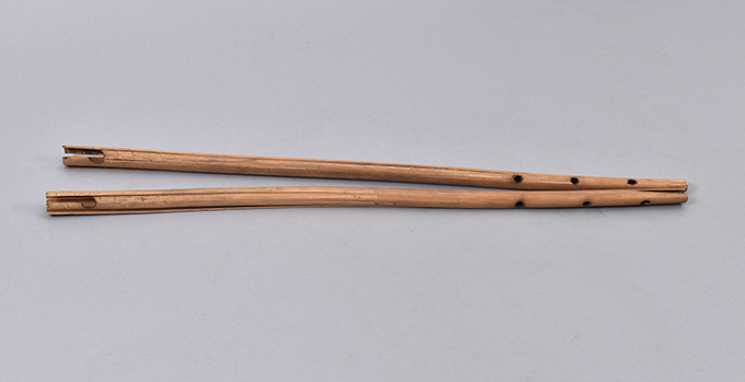 Flutes collected by Northcote Thomas in Koranko country in 1914. NWT SL 0139; MAA Z 14559.1-2.