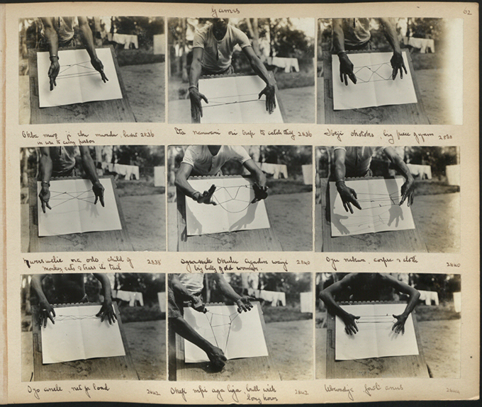 Northcote Thomas photograph album showing string games, Nigeria