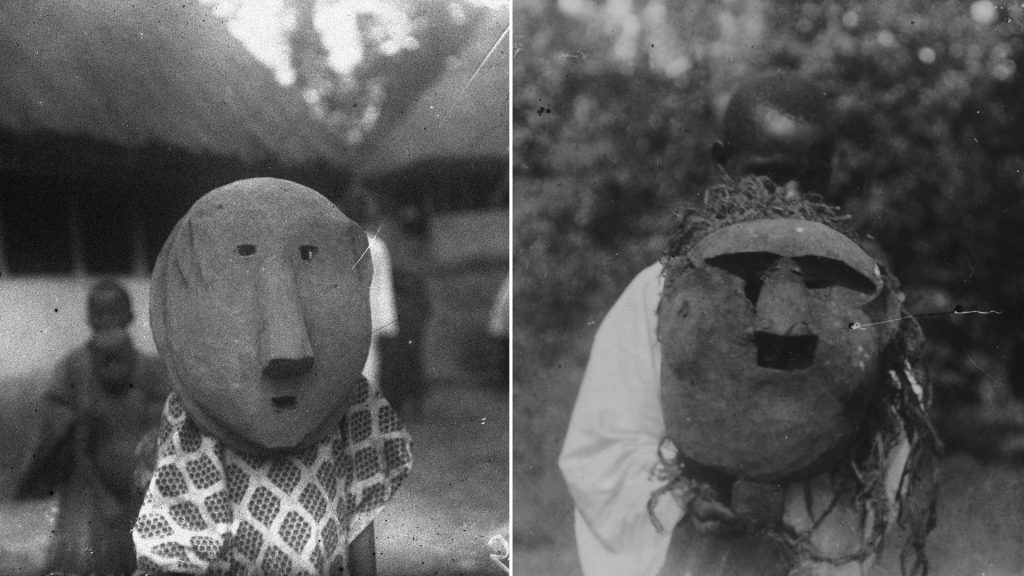 Circumcision masks photographed by Northcote Thomas in Sierra Leone in 1914